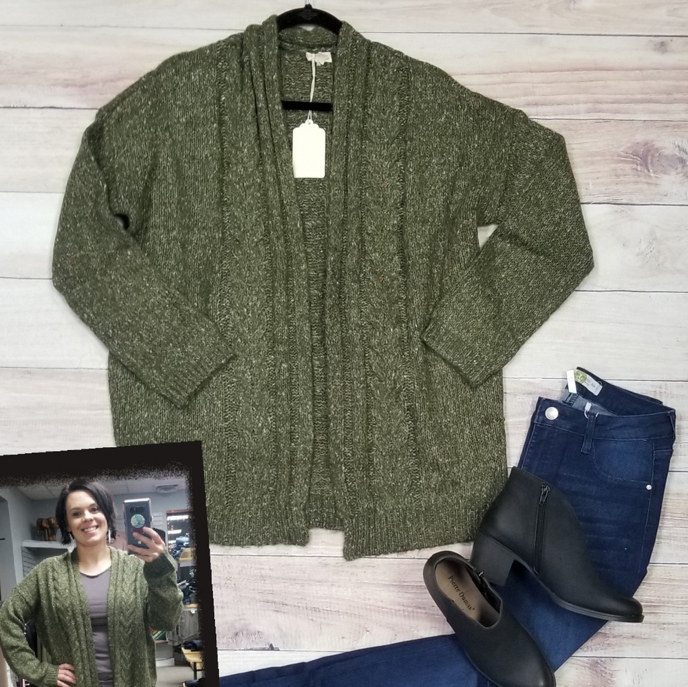 Super soft open front cable cardigan sweater